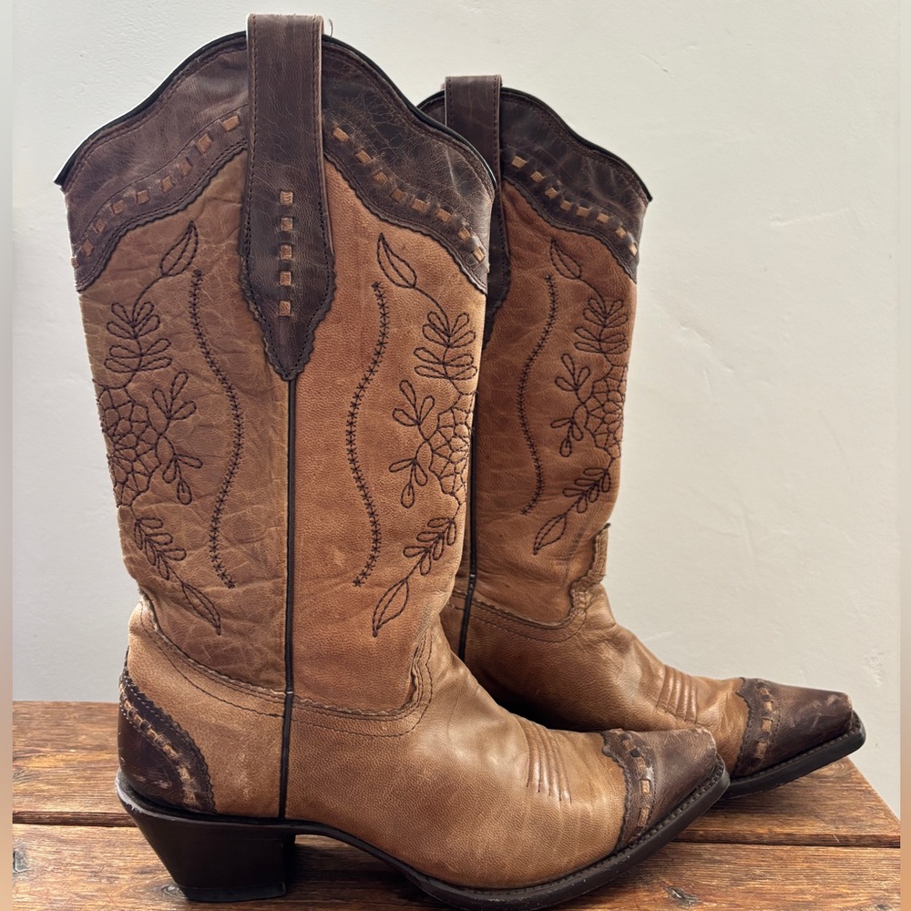 CORRAL Western Cowboy Boot Women’s 7.5M Brown Floral Embroidery Mexico A2500